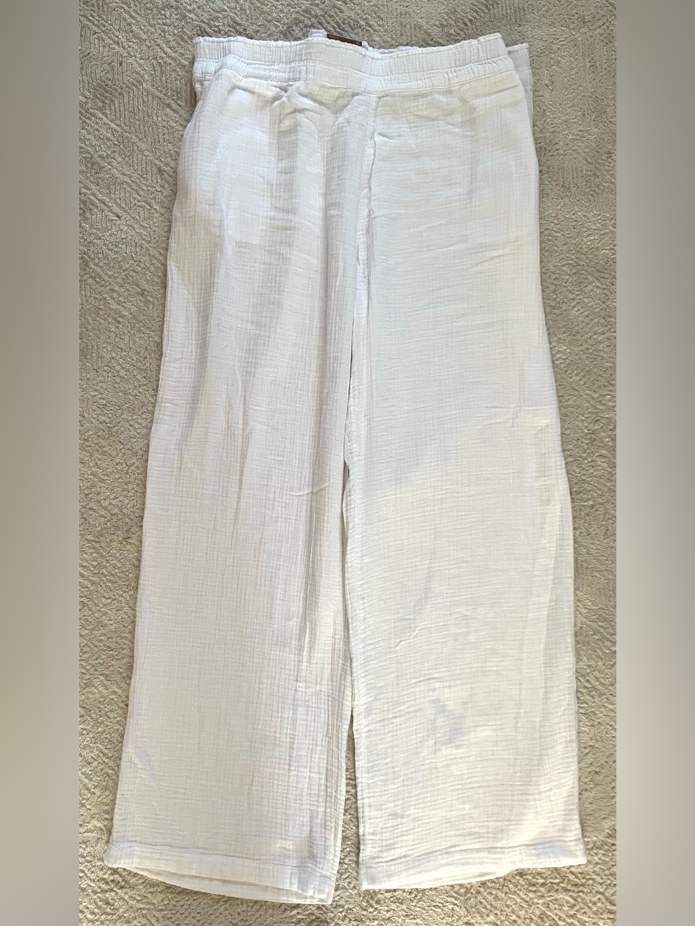 NWT Denver Hayes Women's Double Gauze Pants white.Hi-Rise Wide Leg